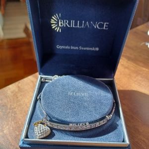 Brillance Swarovski Crystal pave believe adjustable slide bracelet
